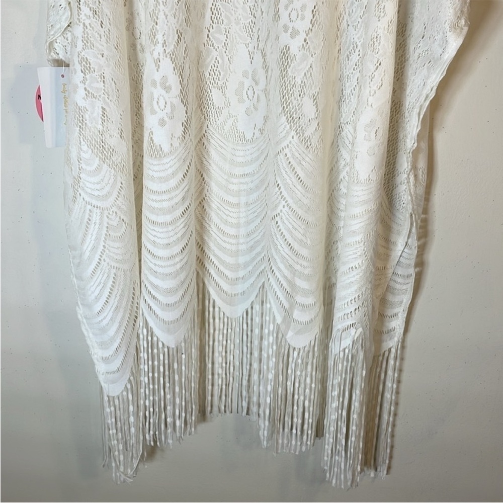 NWT. Siren Lily Maternity Fashion Floral Lace Fringe Hem Kimono. Large . - Picture 11 of 12